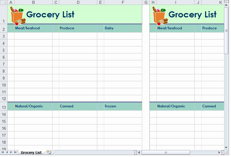 Grocery List Template Excel Best Of Grocery List Template