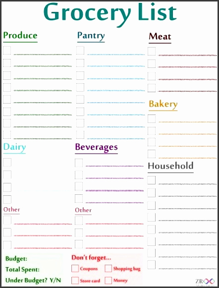 Grocery List Template Excel New 7 Cute Grocery List Template Sampletemplatess