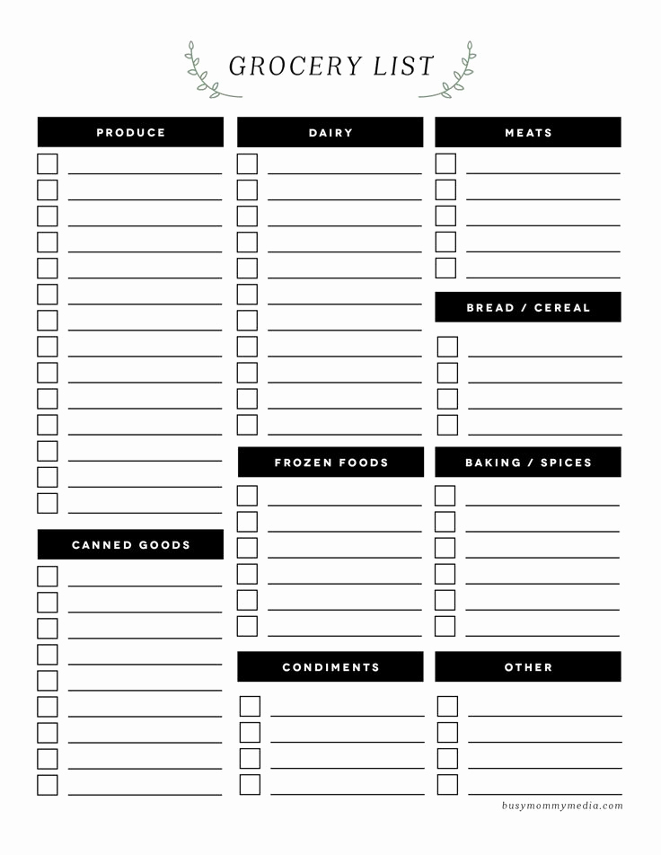 Grocery List Template Word Fresh 28 Free Printable Grocery List Templates