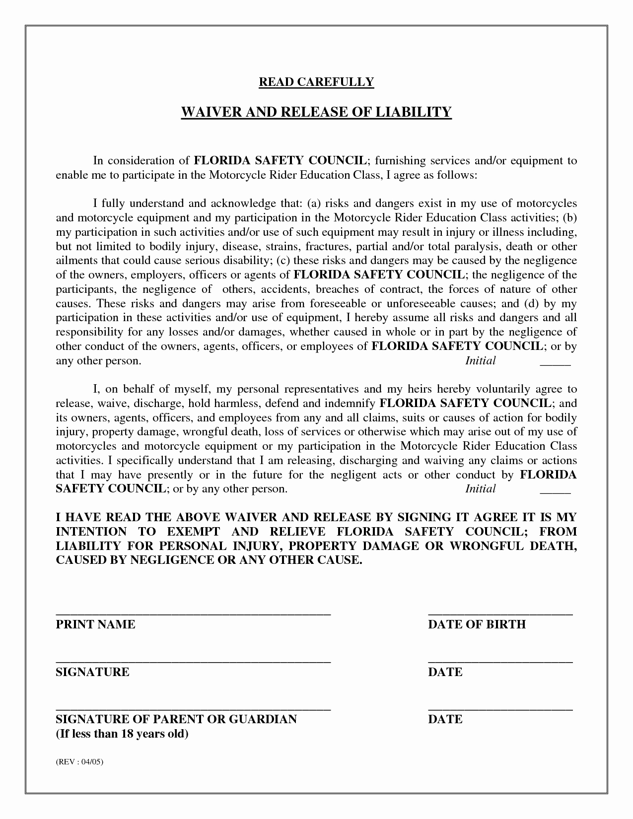 Gym Membership Cancellation Letter Awesome Liability Waiver Example Free Printable Documents