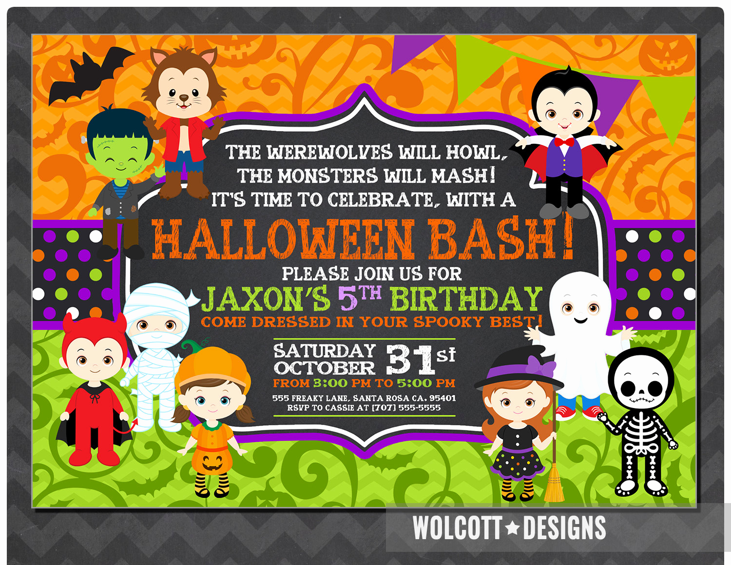 Halloween Birthday Party Invitations Awesome Halloween Birthday Invitation Kids Halloween Party
