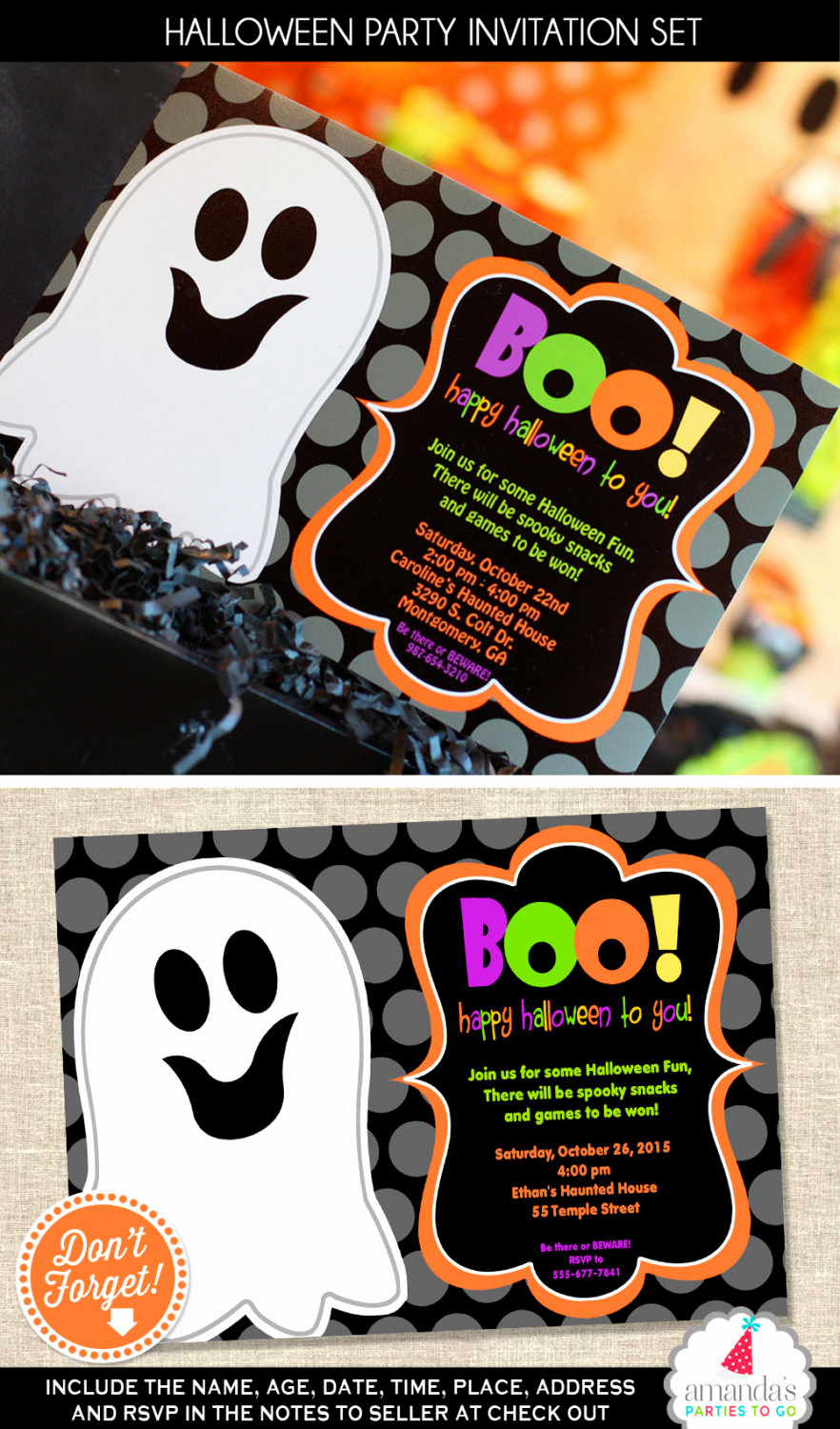 Halloween Birthday Party Invitations Awesome Halloween Invitation Halloween Party Invitation Ghost