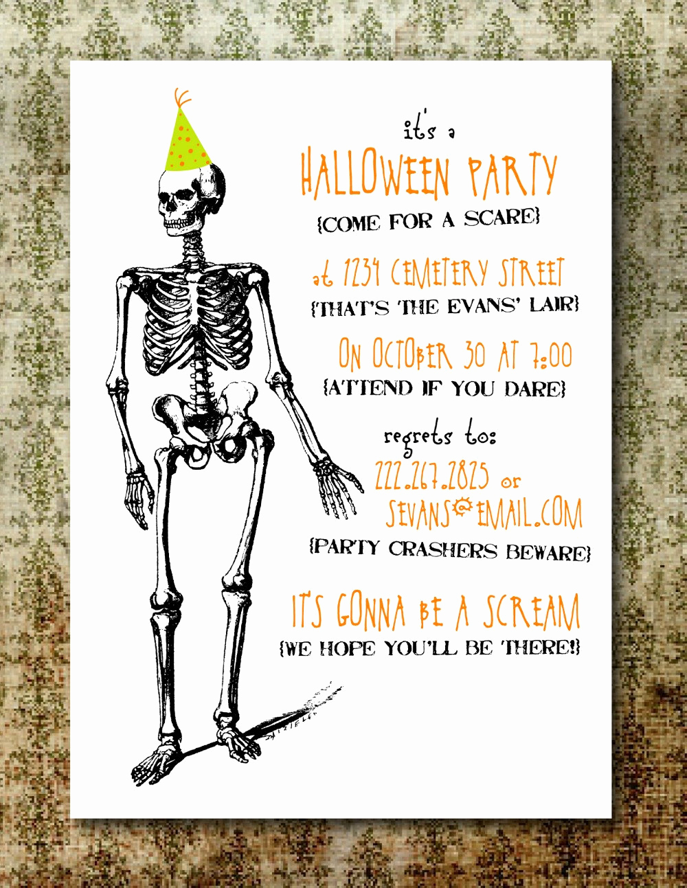 Halloween Party Invitations Template Awesome Printable Spooky Halloween Party Invitation