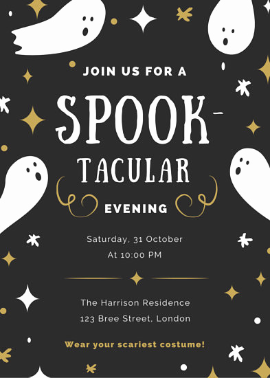 Halloween Party Invitations Template Inspirational Black and Gold Halloween Party Invitation Templates by Canva