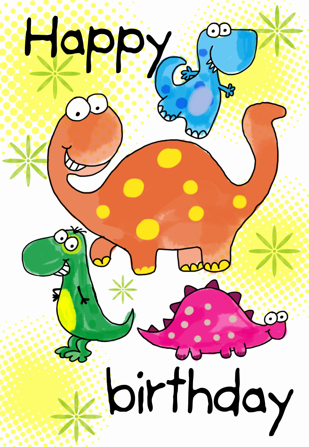 Happy Birthday Pictures Free Luxury Four Cute Dinosaurs Birthday Card