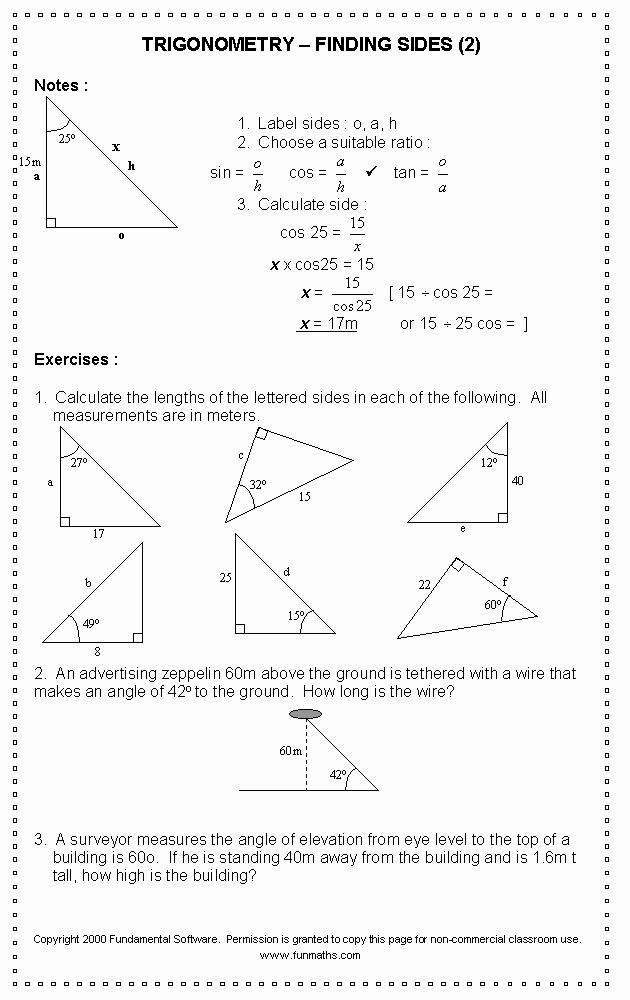 High School Geometry Worksheets Beautiful Free High School Math Worksheet From Funmaths