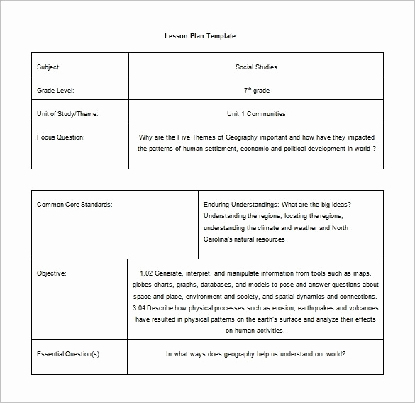 High School Lesson Plan Template Awesome Mon Core Lesson Plan Template social Stu S – social