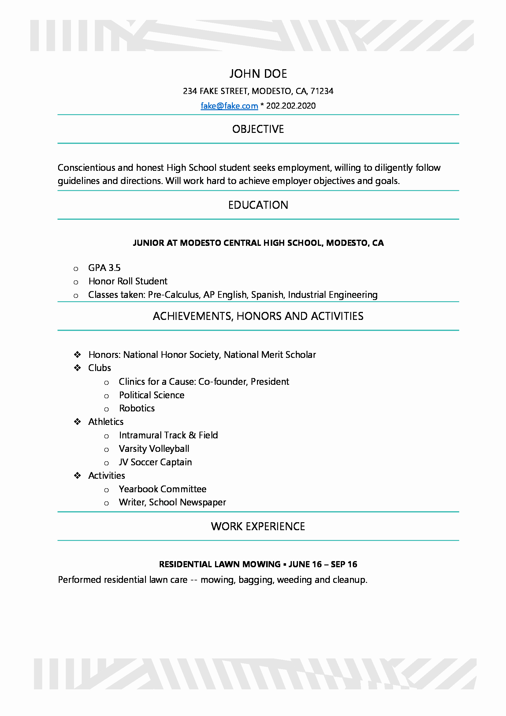 High School Student Resume Examples Awesome High School Resume High School Resume Templates