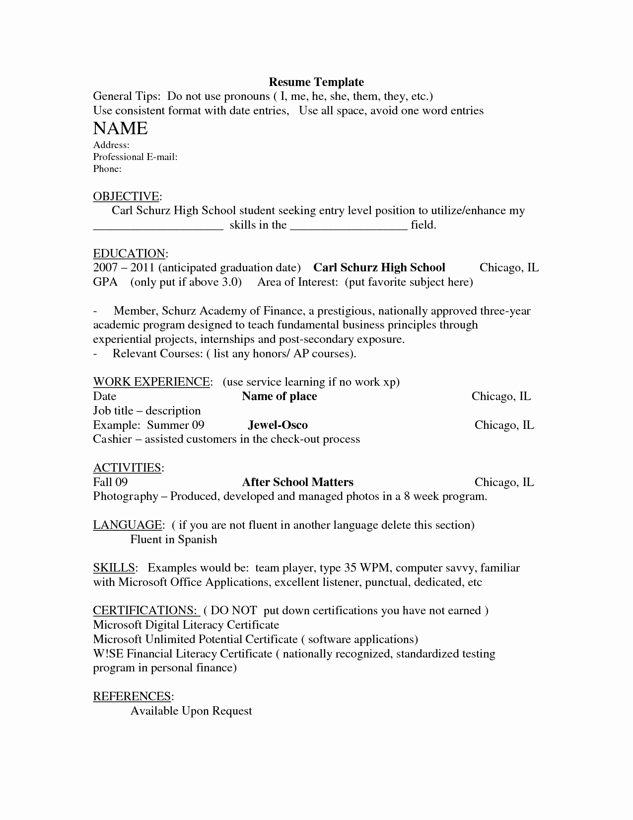 High School Student Resume Examples Awesome Resume for Non High School Graduate Resume Ideas