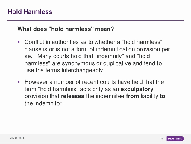 Hold Harmless Clause Example Awesome Indemnification An Overview and Trends In M&amp;a