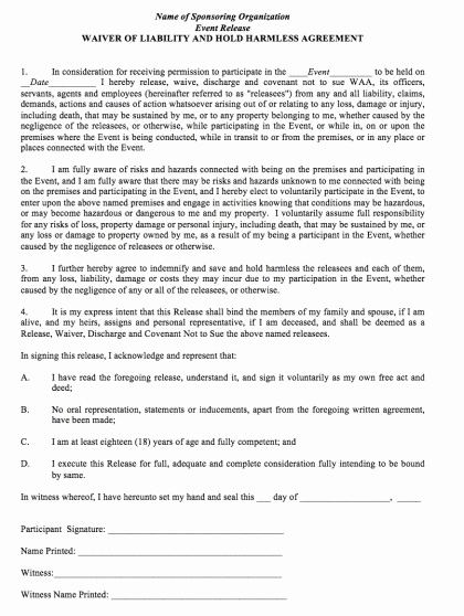 Hold Harmless Clause Example Inspirational Download Sample Hold Harmless Agreement form Wikidownload