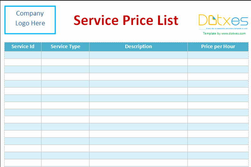 Home Cleaning Services Price List Awesome Service Price List Template Word Dotxes