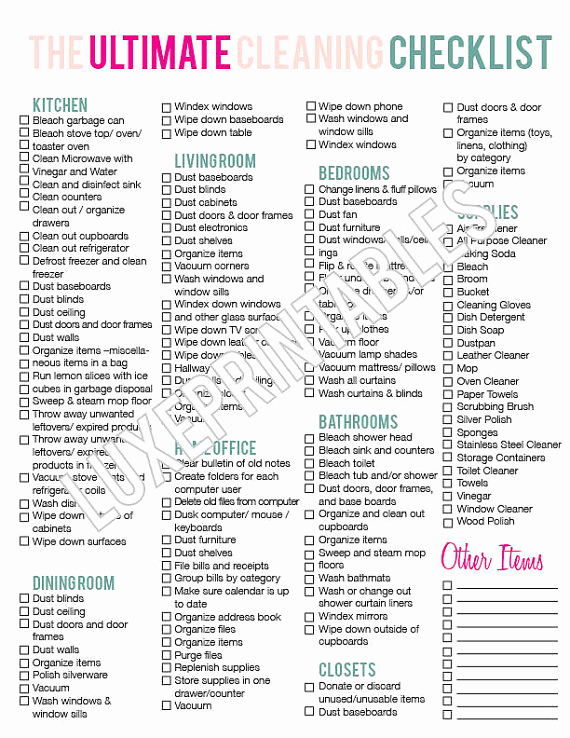 Home Cleaning Services Price List Inspirational the Ultimate House Cleaning Checklist Printable Pdf