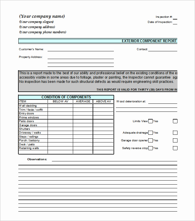 Home Inspection Report Template Fresh 10 Sample Home Inspection Report Templates Word Docs