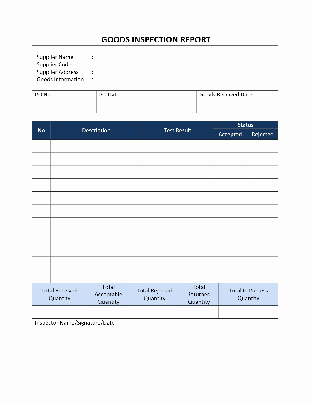 Home Inspection Report Template Unique In Ing Goods Inspection Report