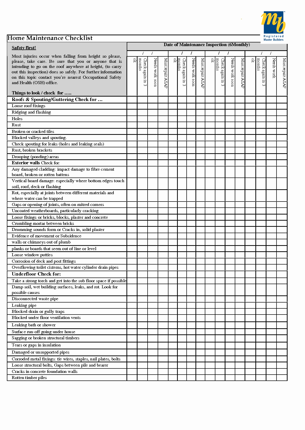 Home Maintenance Checklist Printable Beautiful Home Maintenance Checklist Printable
