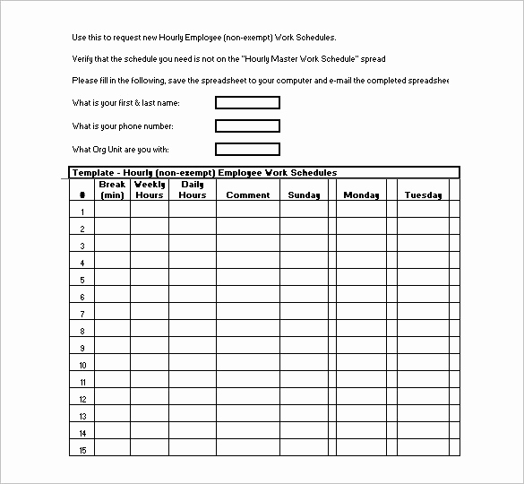 Hourly Schedule Template Excel New Hourly Schedule Template 10 Free Sample Example format