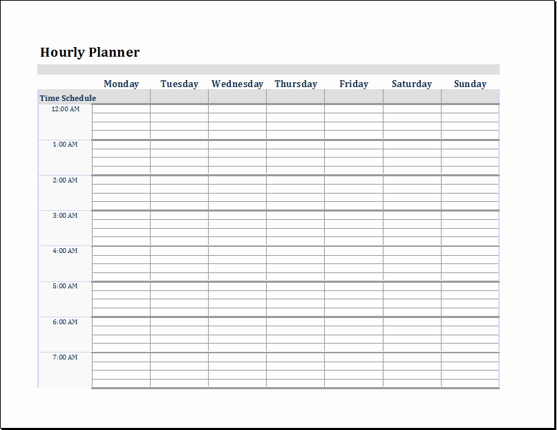 Hourly Schedule Template Excel New Hourly to Do List Template