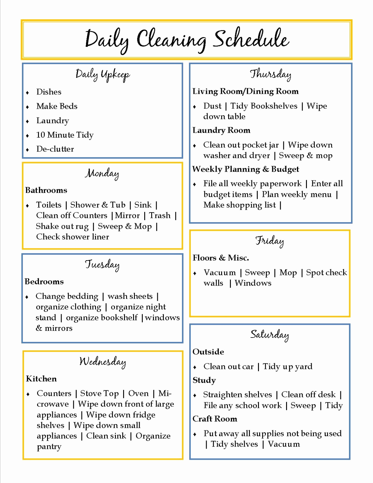 House Cleaning Checklist Template Elegant 40 Helpful House Cleaning Checklists for You