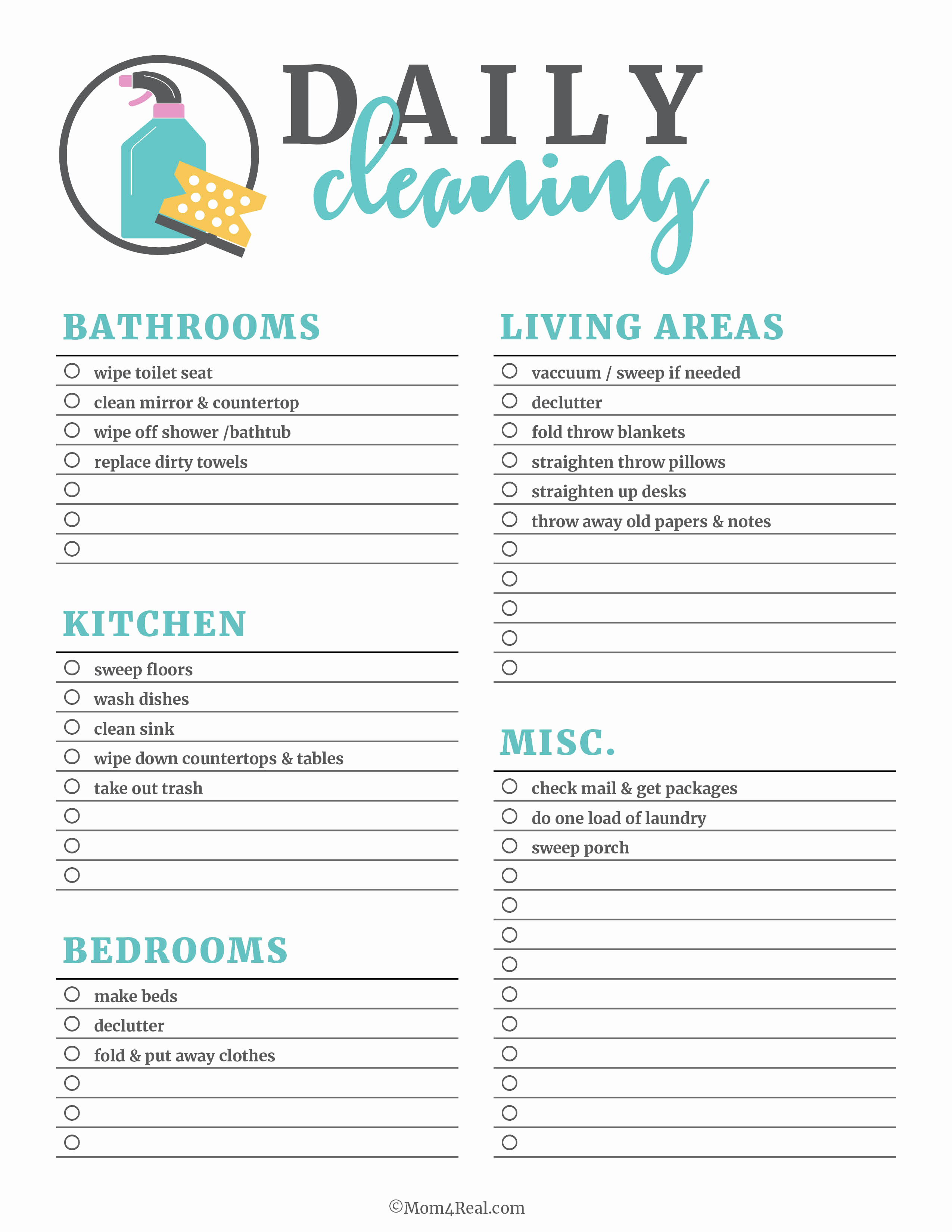 House Cleaning Checklist Template Elegant Printable Cleaning Checklists for Daily Weekly and