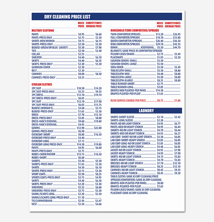 House Cleaning Price List Lovely Cleaning Price List Template 12 In Word Pdf format