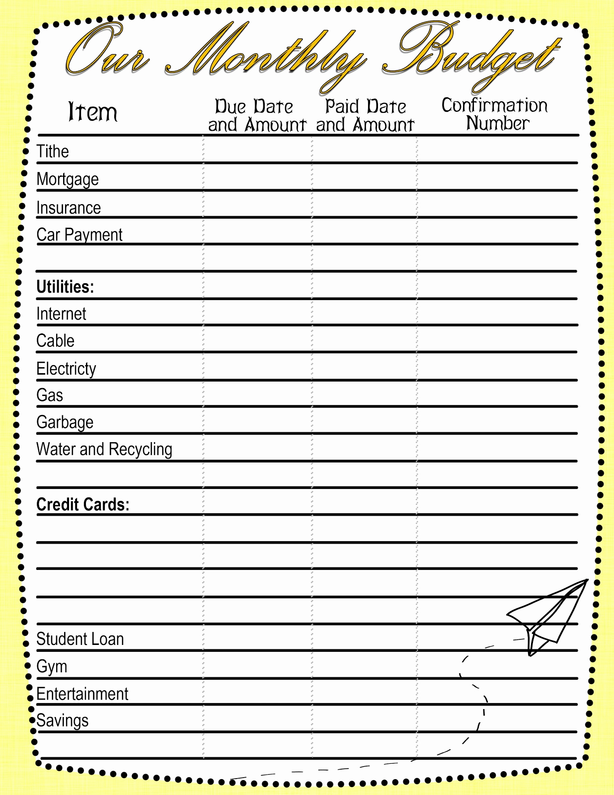 Household Budget Template Printable Lovely the Minnesota Westons Printable Bud Quick Sheet