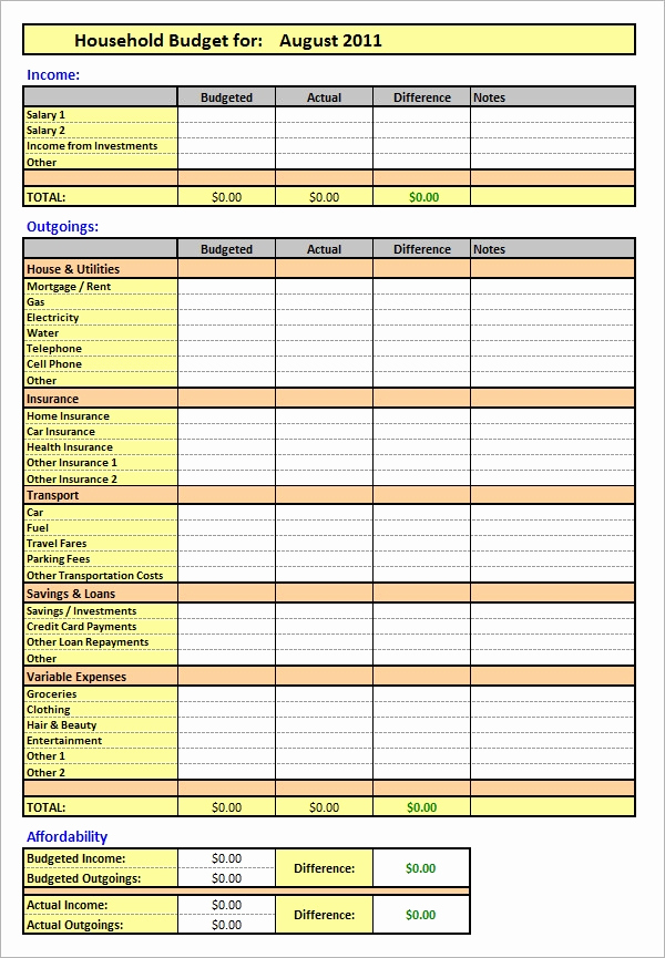 Household Budget Template Printable Unique 10 Excel Bud Templates