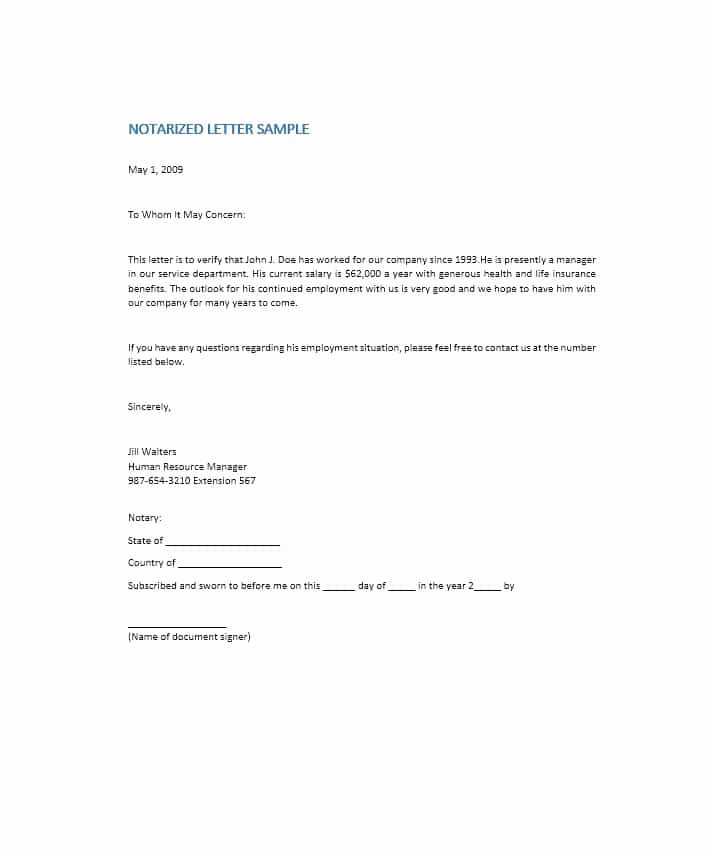 How to Notarize A Letter Awesome 30 Professional Notarized Letter Templates Template Lab