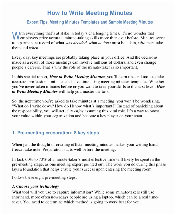 How to Write Minutes Elegant Corporate Minutes Template – 10 Free Word Pdf Documents