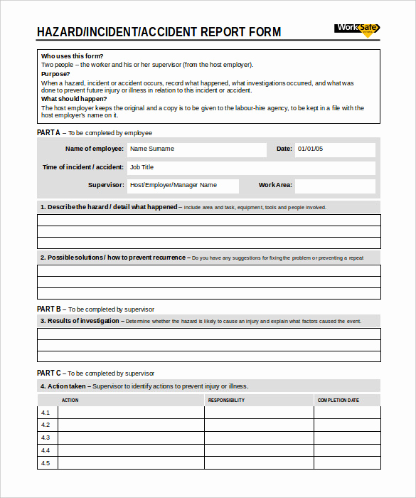 Incident Report Template Word Awesome 50 Incident Report Templates Pdf Docs Apple Pages