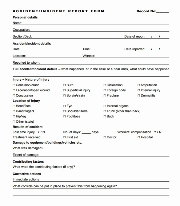 Incident Report Template Word Fresh Accident Report Template
