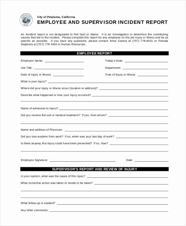 Incident Report Template Word Lovely 31 Sample Incident Report Templates Pdf Docs Word