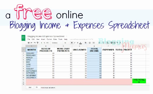 Income and Expense Worksheet Inspirational Blogging In E &amp; Expenses Spreadsheet Free Google Drive