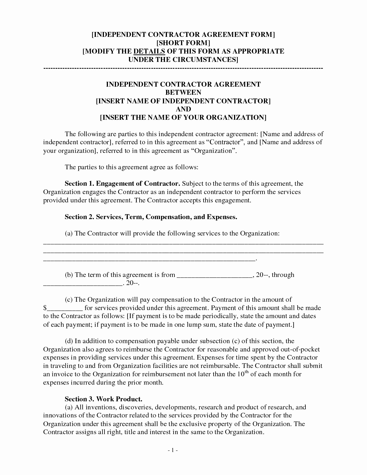 Independent Contractor Agreement Pdf Awesome Independent Contractor Agreement form