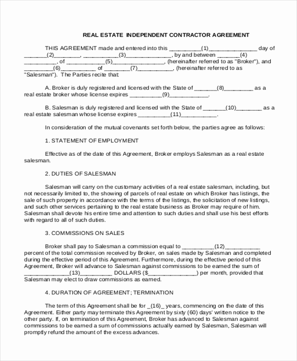 Independent Contractor Agreement Pdf Beautiful Sample Independent Contractor Agreement form 11 Free