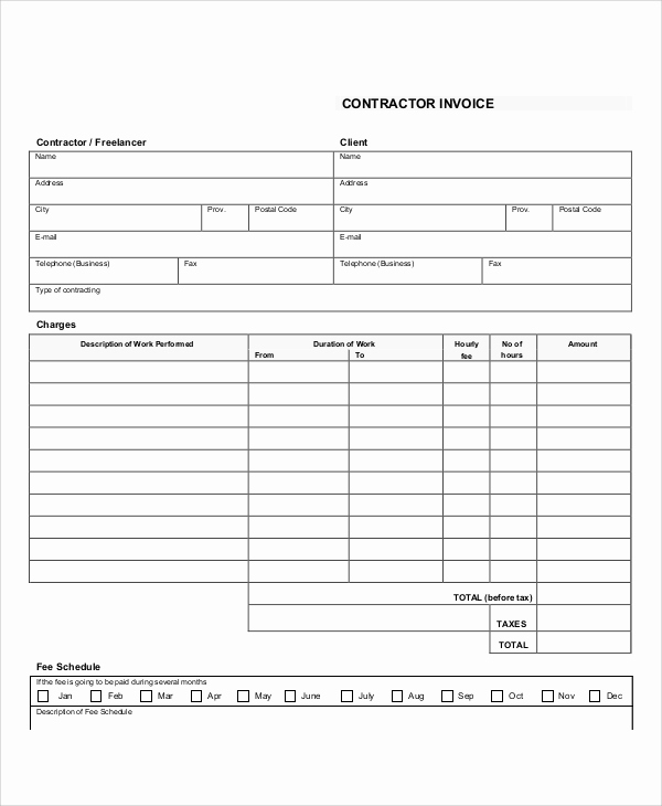 Independent Contractor Invoice Template Luxury 13 Contractor Invoice Samples Pdf Word Excel