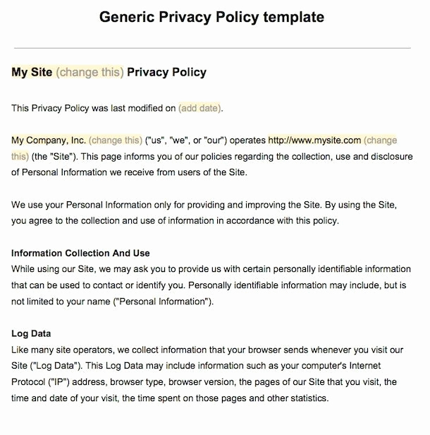 Information Security Policies Templates Luxury Sample Privacy Policy Template Termsfeed