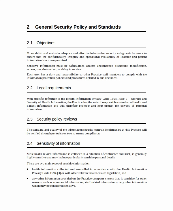 Information Security Policies Templates Luxury Security Policy Template 7 Free Word Pdf Document