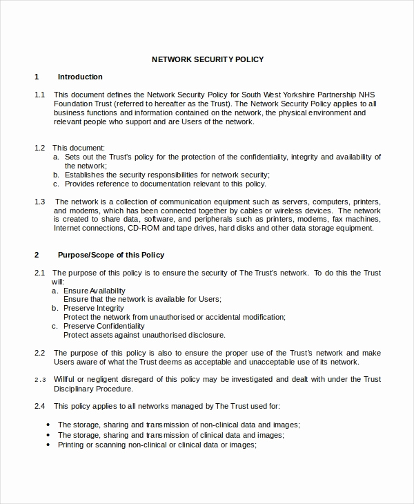 Information Security Policies Templates Unique Security Policy Template 7 Free Word Pdf Document