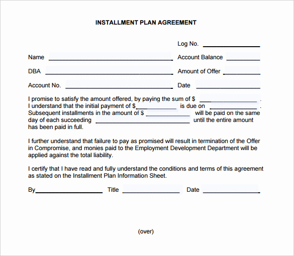 payment plan agreement template