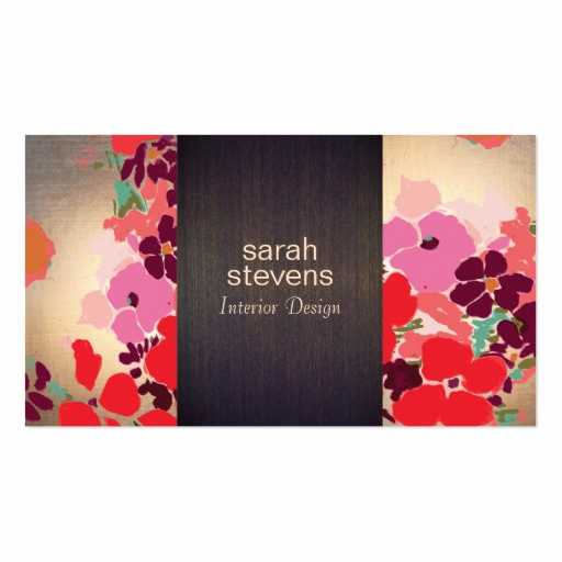 Interior Design Business Cards Unique Colorful Floral Interior Designer Wood and Gold Business Card