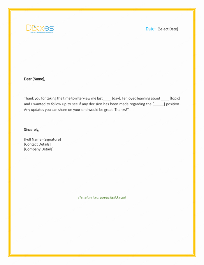 Interview Follow Up Email Template Fresh Sample Thank You Letter after Interview 5 Plus Best