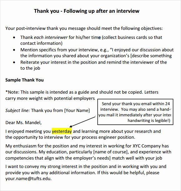 Interview Follow Up Email Template Unique Follow Up Email after Interview Template 6 Free Download