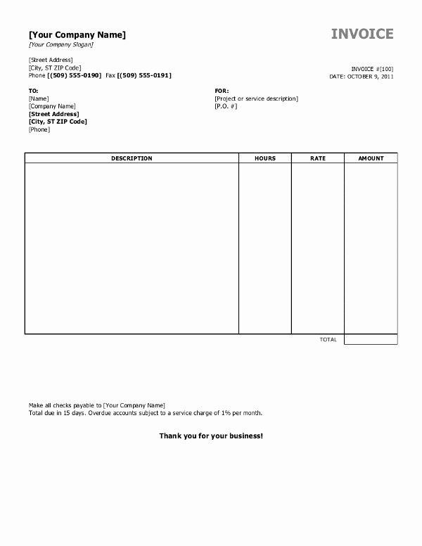 Invoice format In Word Elegant Free Invoice Templates for Word Excel Open Fice