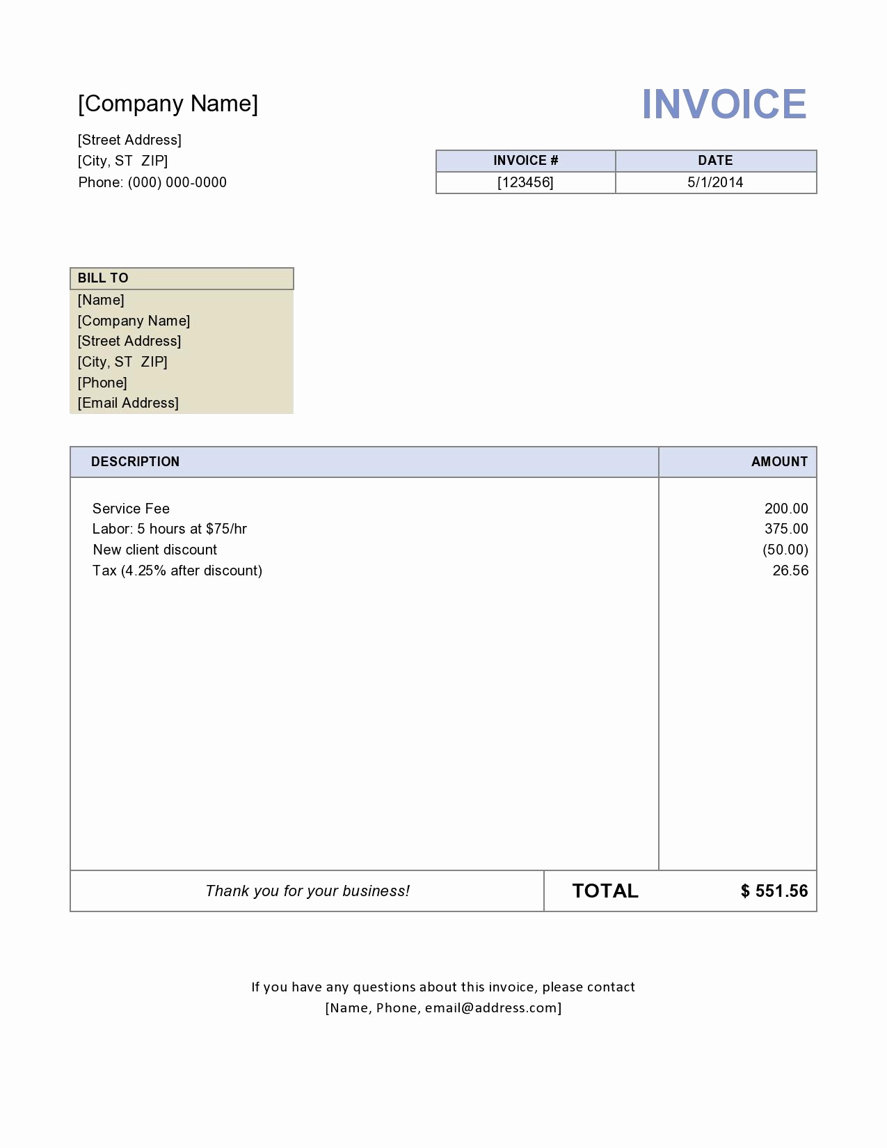 Invoice format In Word Elegant Invoice Template Free
