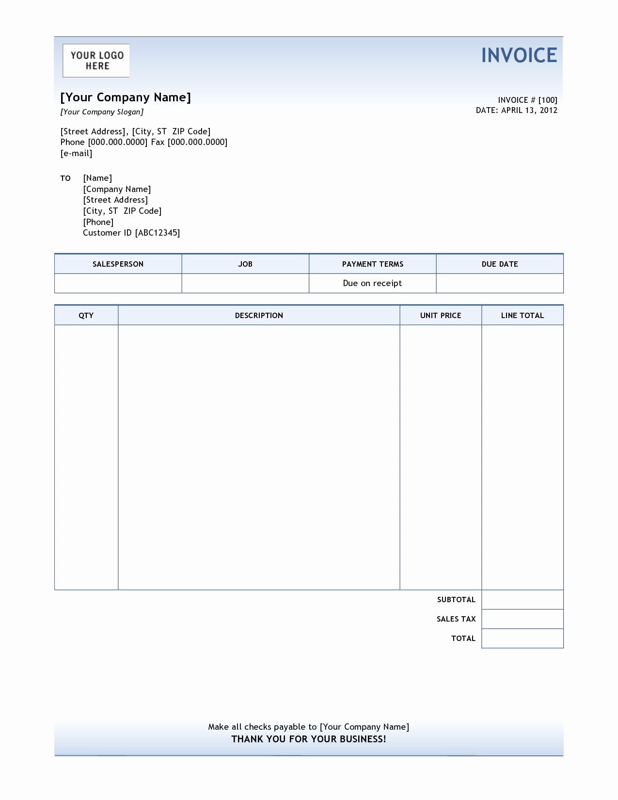 Invoice format In Word Elegant Invoice Template Sample