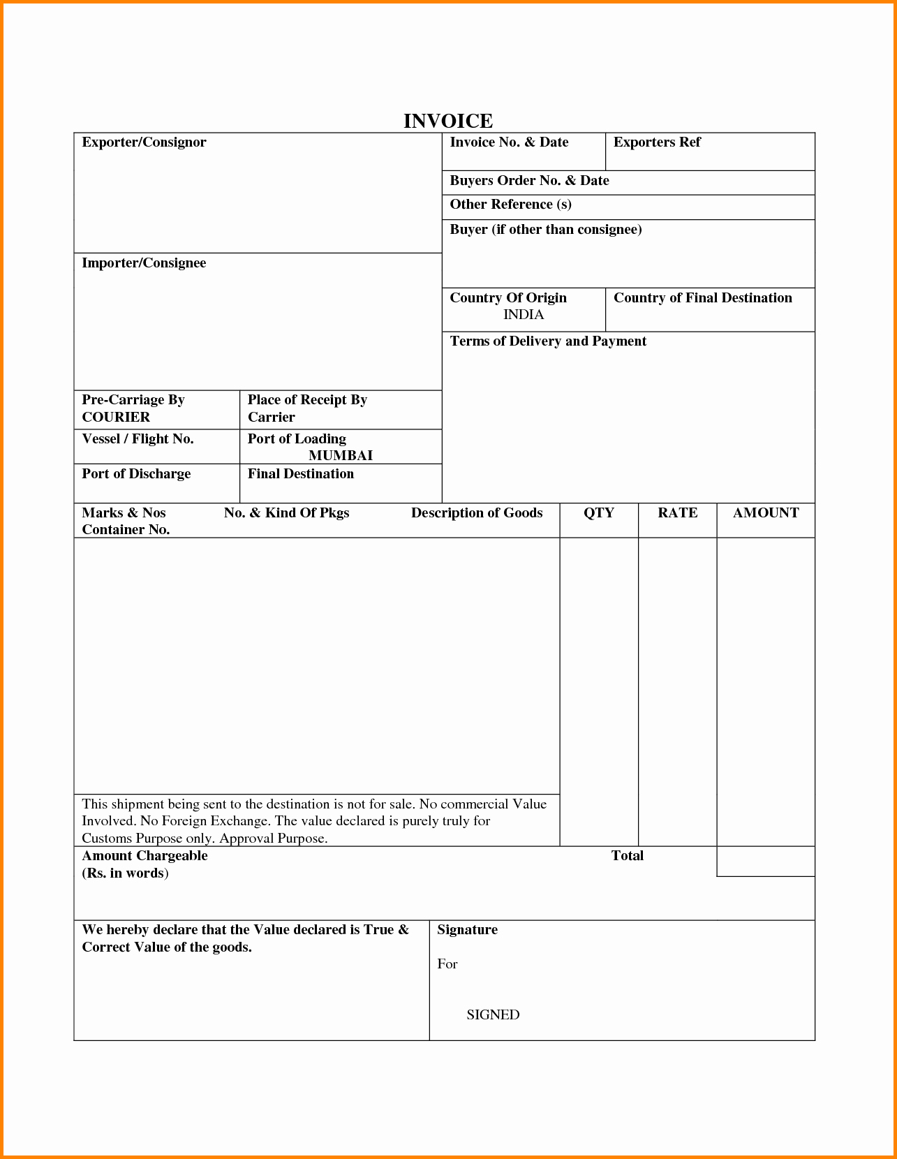 Invoice format In Word Inspirational 9 Courier Bill format In Word