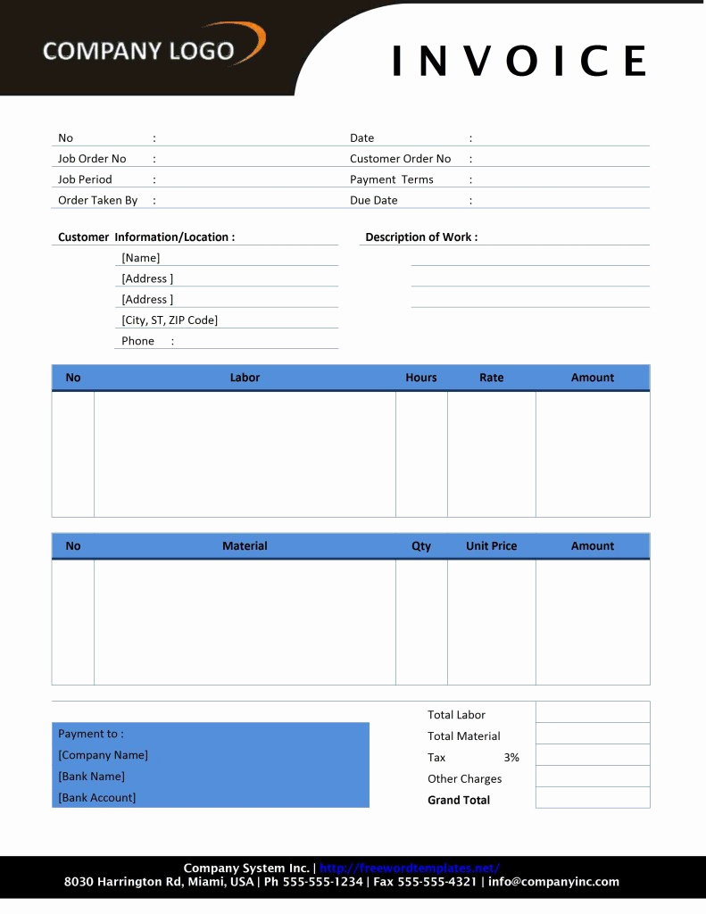 Invoice format In Word Luxury Free Invoice Template Sample Invoice format