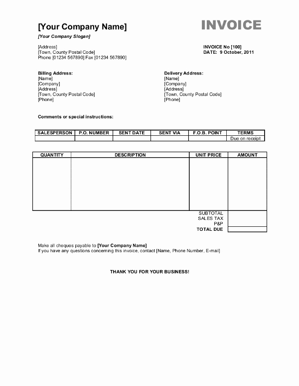 Invoice format In Word Luxury Free Invoice Templates for Word Excel Open Fice