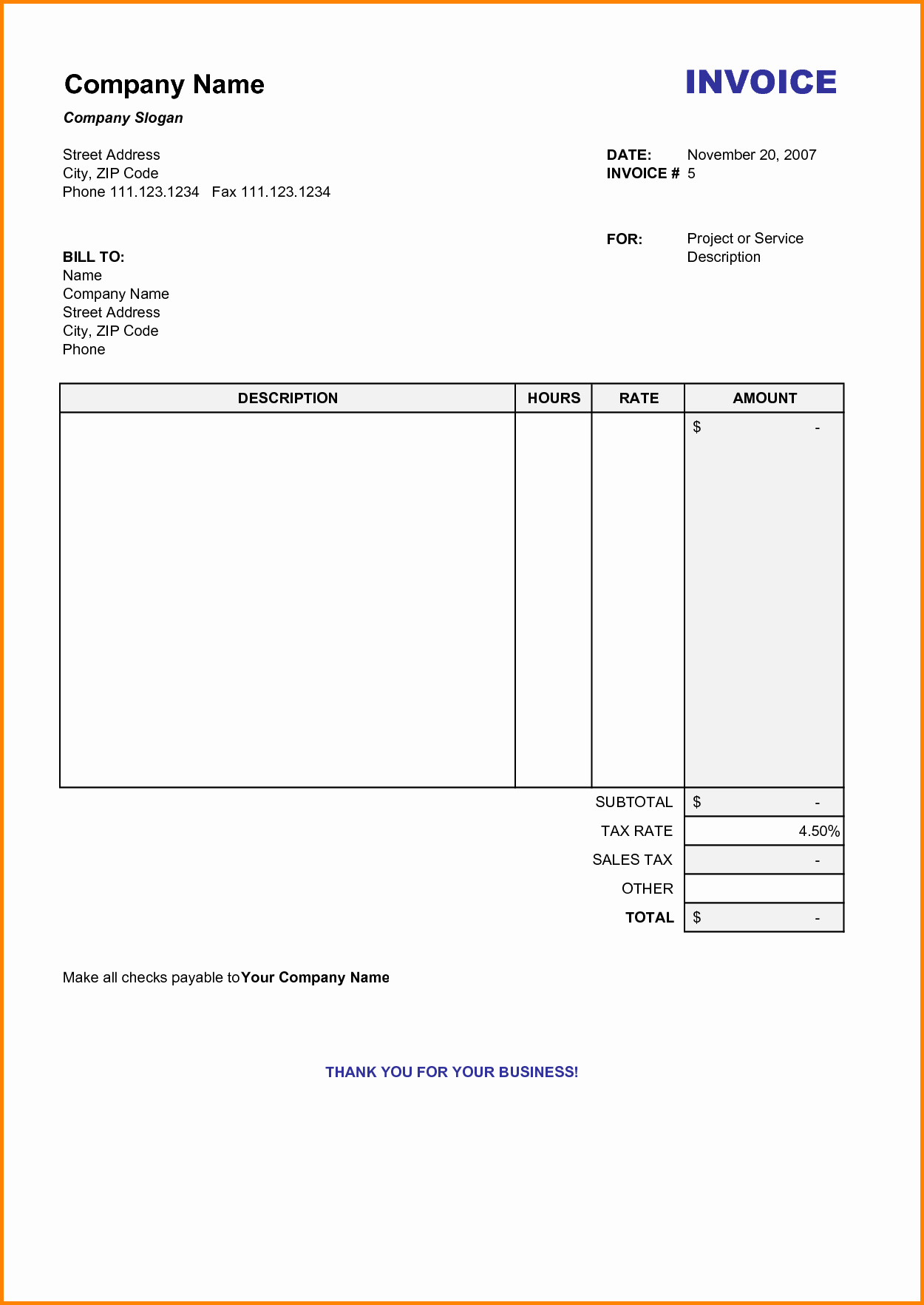 Invoice format In Word New 5 Blank Mobile Bill format In Word